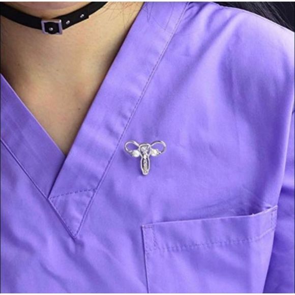 Female Reproductive Pin -Silver - Picture 8 of 9